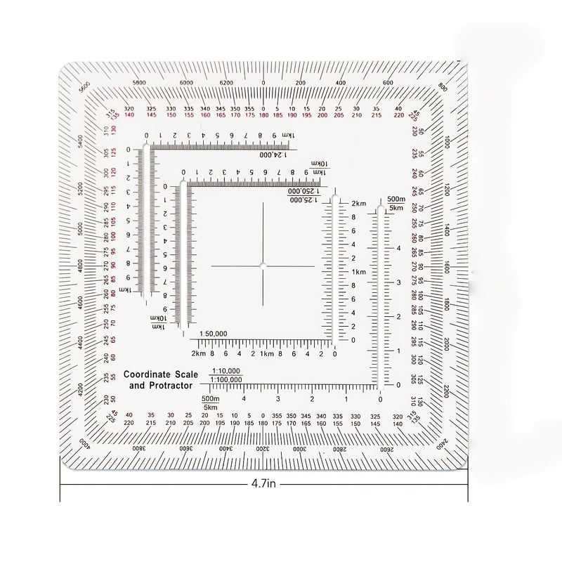 Coordinate Protractor And Compass Ruler Durable Plastic Measuring Scale With Built In Graduations Style 2 0 To 360 Degrees For Architects Surveyors And Engineers Lightweight Easy To Use - Image 4