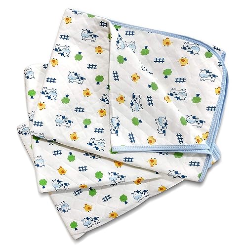MOPPETS Soft Cotton Baby Waterproof & Breathable Nappy/Diaper Changing Mat - Washable and Reusable- Waterproof & Breathable (12*18 Inch, Pack of 3) - Image 1