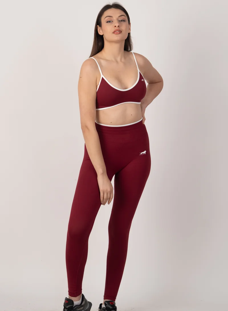 Unxage Burgandy Marl Sculpt Trim Leggings for Women | Best Price UAE