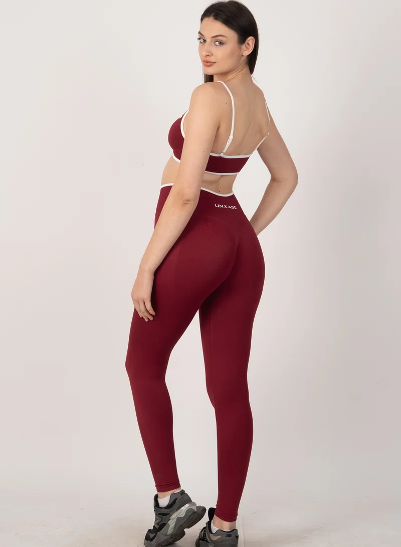 Unxage Burgandy Marl Sculpt Trim Leggings for Women | Best Price UAE