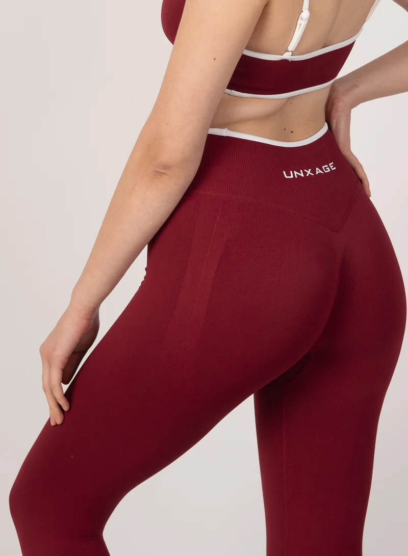Unxage Burgandy Marl Sculpt Trim Leggings for Women | Best Price UAE