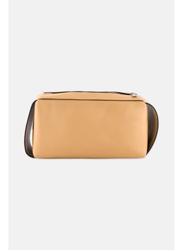 French Connection Women Brand Logo Leather Shoulder Bag 15 H x 30 L x 10 W cm, Coffee  - Image 2