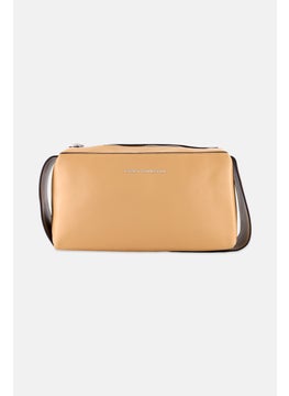 French Connection Women Brand Logo Leather Shoulder Bag 15 H x 30 L x 10 W cm, Coffee  - Image 1