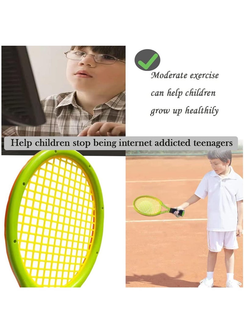 Generic Tennis Racket Set for Children, 1Pair Plastic Racquet with Bag and 2 Tennis Ball for Children, Tennis Racquets Gift Set Outdoor Indoor Sports Tennis Game for Toddler Children Over 2 Year, Orange&Green  - Image 4