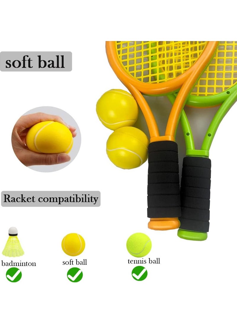 Generic Tennis Racket Set for Children, 1Pair Plastic Racquet with Bag and 2 Tennis Ball for Children, Tennis Racquets Gift Set Outdoor Indoor Sports Tennis Game for Toddler Children Over 2 Year, Orange&Green  - Image 5