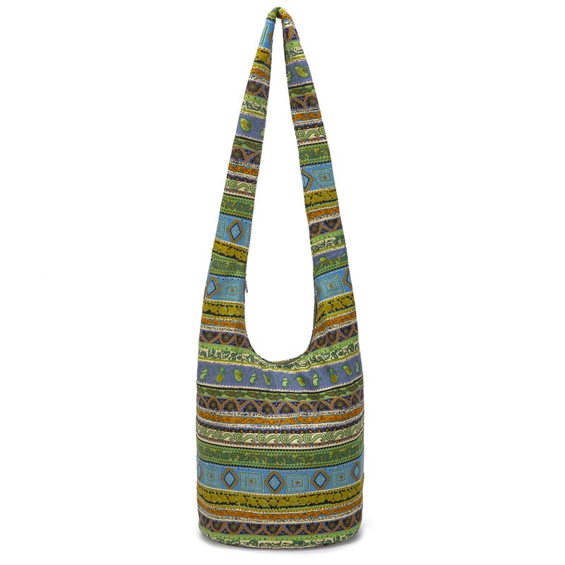Coton Pose Women Shoulder Handbags Fashion canvas Hippie Crossbody Bags Bohemian Animal Prints Hobo Bags (Green-Yellow) - Image 1