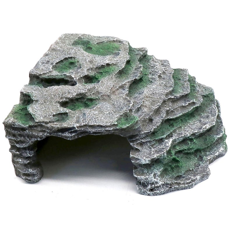 relaqcc Large Reptile Hide Shale Scape Step Ledge, Reptile Cave Hideout, Bearded Dragons Accessories, Basking Rocks for Bearded Dragons (Large-B-11.8 * 9.8 * 5.3) - Image 1