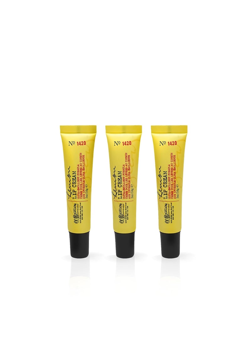 C. O. Bigelow - CO Bigelow Lemon Lip Cream Trio UltraEmollient Formula with Shea Butter 05 oz  14g each pack of 3 - Image 1