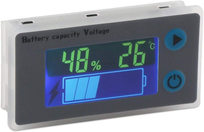 قطعتان مراقب سعة بطارية 10-100V قابل للبرمجة مقياس جهد ودرجة حرارة البطارية 12V 24V 36V 48V شاشة LCD عرض النسبة المئوية مؤشر اختبار كاشف كمية الكهرباء - Image 2