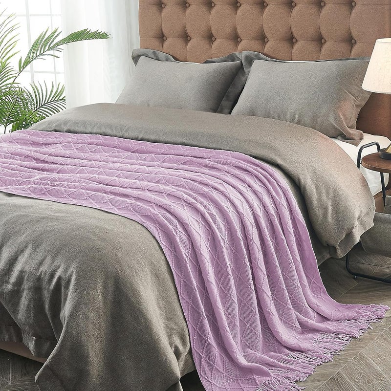 inhand Knitted Throw Blanket for Couch and Bed, Soft Living Room Home Decor Knitted Blanket with Tassel, Outdoor Lightweight Breathable Summer Blanket, Farmhouse Warm Woven Decorative, 50"x60" - Image 4