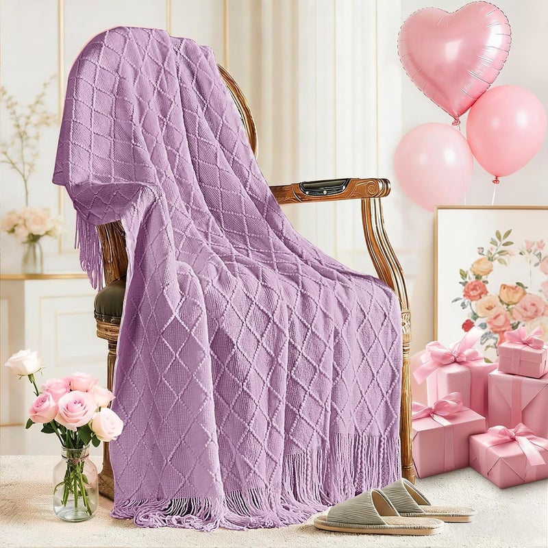 inhand Knitted Throw Blanket for Couch and Bed, Soft Living Room Home Decor Knitted Blanket with Tassel, Outdoor Lightweight Breathable Summer Blanket, Farmhouse Warm Woven Decorative, 50"x60" - Image 1