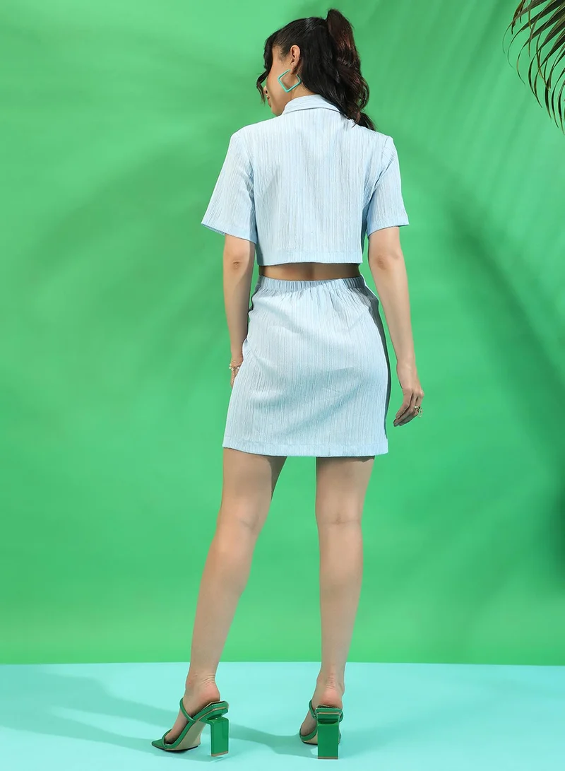 Pinacolada  Women's Light Blue Button-Front Co-Ord Set For Casual Wear | Spread Collar | Short Sleeve | Button Closure | Co-Ords Designed With Comfort Fit For Woman & Girls for Women | Best Price UAE