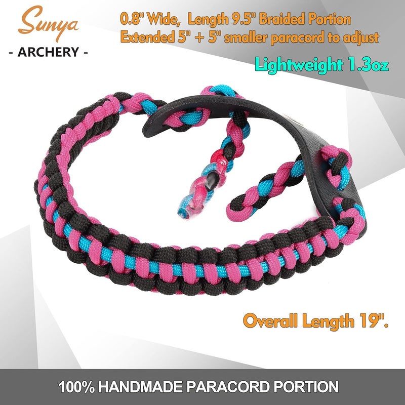 Sunya Archery Bow Wrist Sling, 550 Paracord Strap Comfortable on Hand.100% Full Grain Leather Yoke, Multiple Camo Colors.Fit Compound Bow Stabilizer & Recurve. - Image 4