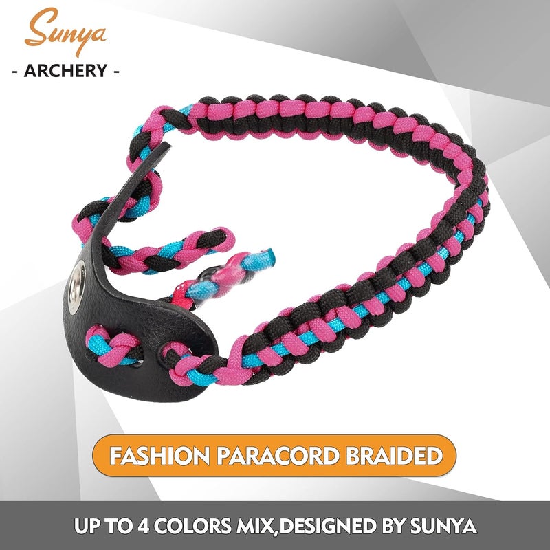Sunya Archery Bow Wrist Sling, 550 Paracord Strap Comfortable on Hand.100% Full Grain Leather Yoke, Multiple Camo Colors.Fit Compound Bow Stabilizer & Recurve. - Image 3