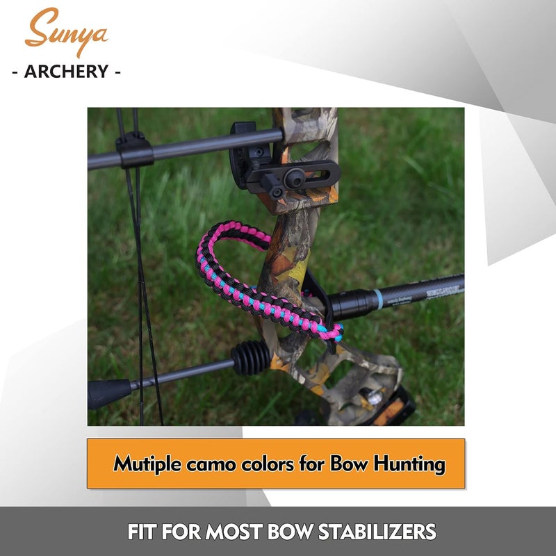 Sunya Archery Bow Wrist Sling, 550 Paracord Strap Comfortable on Hand.100% Full Grain Leather Yoke, Multiple Camo Colors.Fit Compound Bow Stabilizer & Recurve. - Image 2