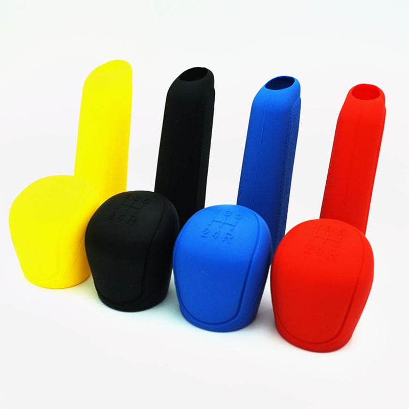 2Pcs Practical Silicone Cover Handbrake Cover Protector Gear Knob for Car (Yellow) - Image 1