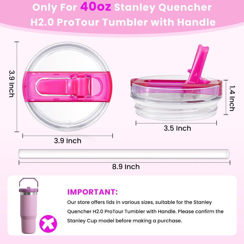 ANTAND 2 Pack Detachable Flip Straw Lid Replacement for 40 oz Stanley Quencher H2.0 & ProTour, Leakproof Spill Proof Lids Straw Cover for Stanley Cup Accessories 40oz, Easy to Clean (Black, Black) - Image 4