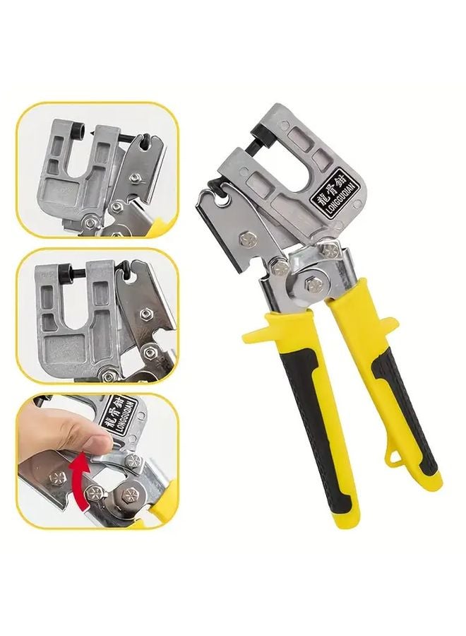 Heavy Duty Manual Drywall Metal Stud Crimper Tool Set Ergonomic Yellow Handle - Image 4