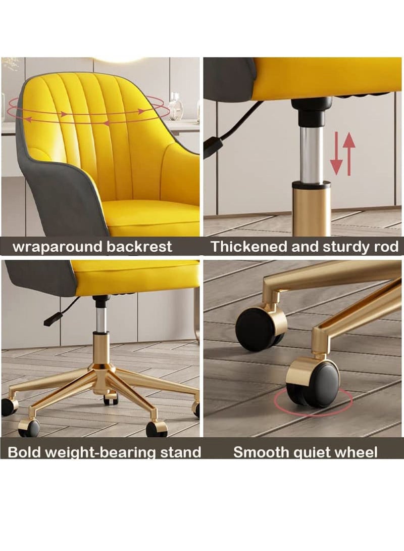 GT-Wheel Mid Back Modern Home Office Desk Chair with Gold Adjustable Base Swivel - Image 4