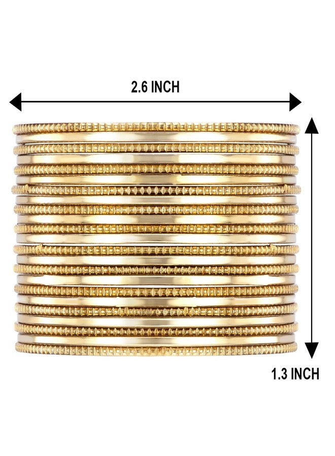 Aheli Gold Plated Metal Bangles Set Ethnic Jewelry Function Wear Gift for Women 2.6 Inch - Image 3