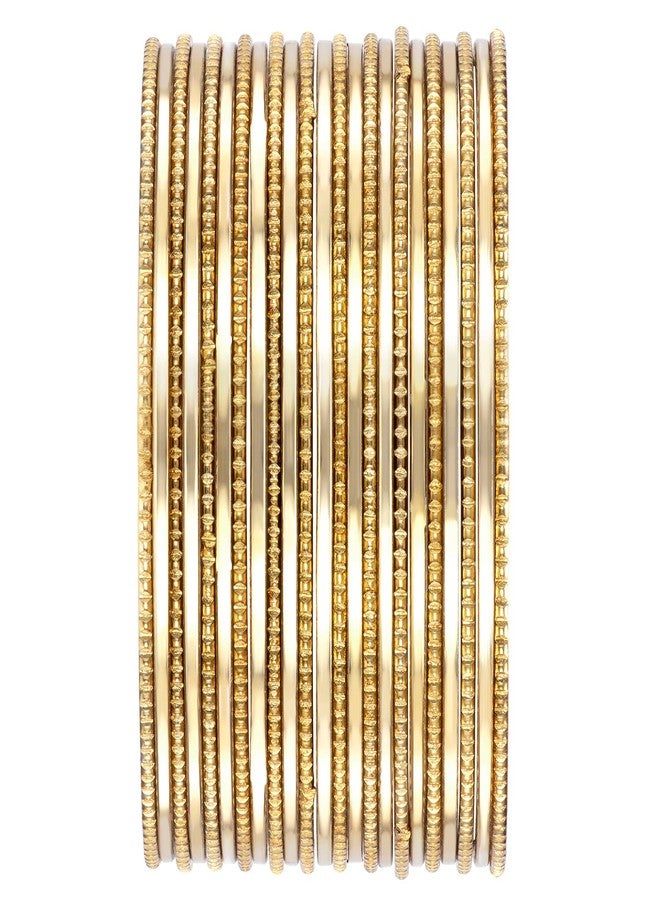 Aheli Gold Plated Metal Bangles Set Ethnic Jewelry Function Wear Gift for Women 2.6 Inch - Image 4