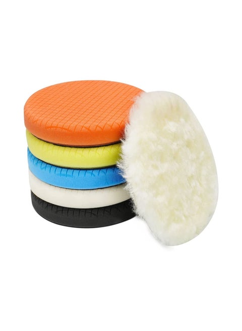 6 Pcs 6 inches 165mm Face for 6 Inch Backing Plate Compound Buffing Sponge and Woolen Pads Cutting Polishing Pad Kit for Car Buffer Polisher, Polishing and Waxing
