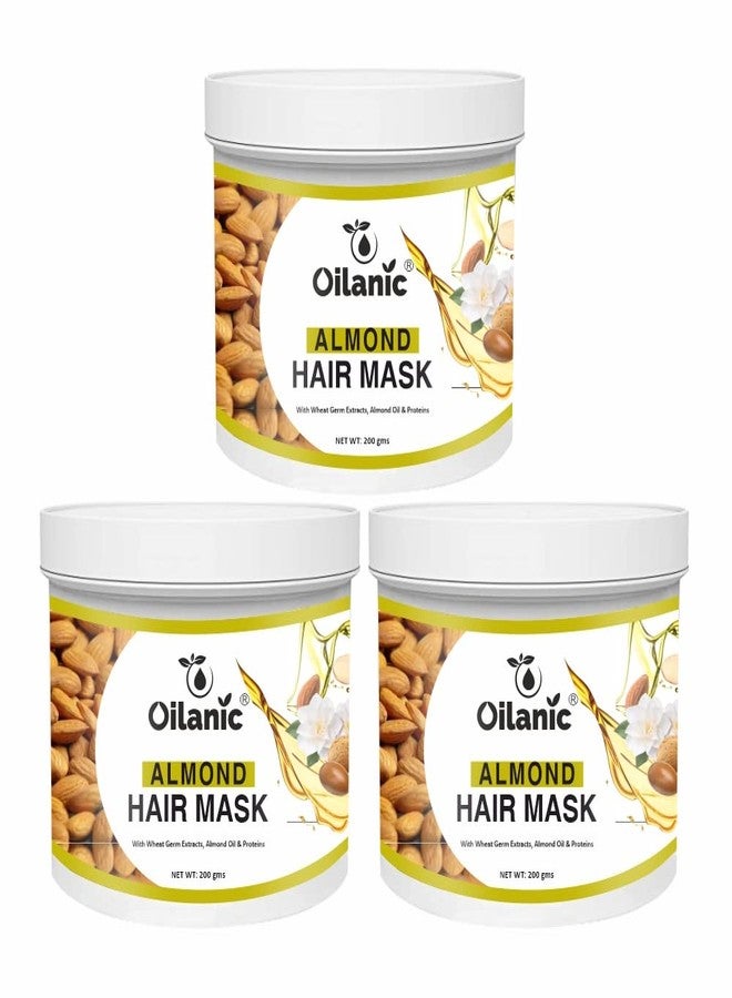 Oilanic Almond Hair Mask for Dry and Damaged Hair (Pack of 3, Each 200 Grams)|Maintain Deep Nourishing and Repairing for Smooth, Soft and Healthy Looking Hair Paraben and Sulfate-Free Formula| - Image 2