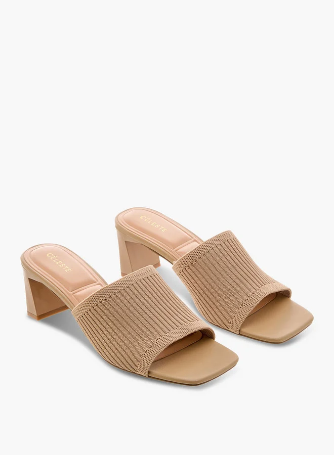 Celeste Women's Textured Slip-On Sandals with Block Heels
