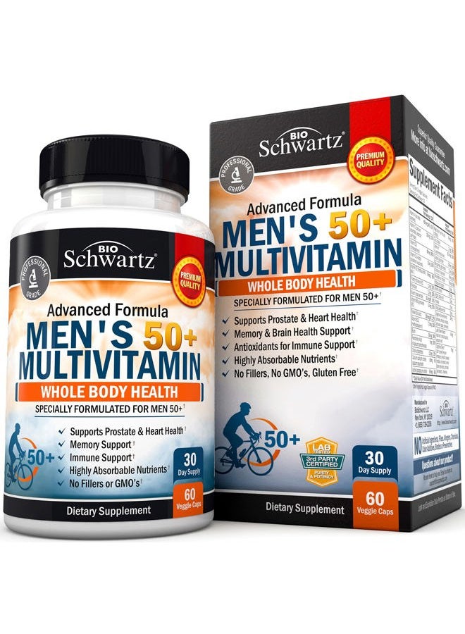 BioSchwartz Once Daily Multivitamin for Men 50 and Over - Supplement for Heart Health Support - with Zinc, A, B, C, D3, E Vitamins - for Memory & Brain Health Support - Designed for Whole Body Health - 60 Count  - Image 1
