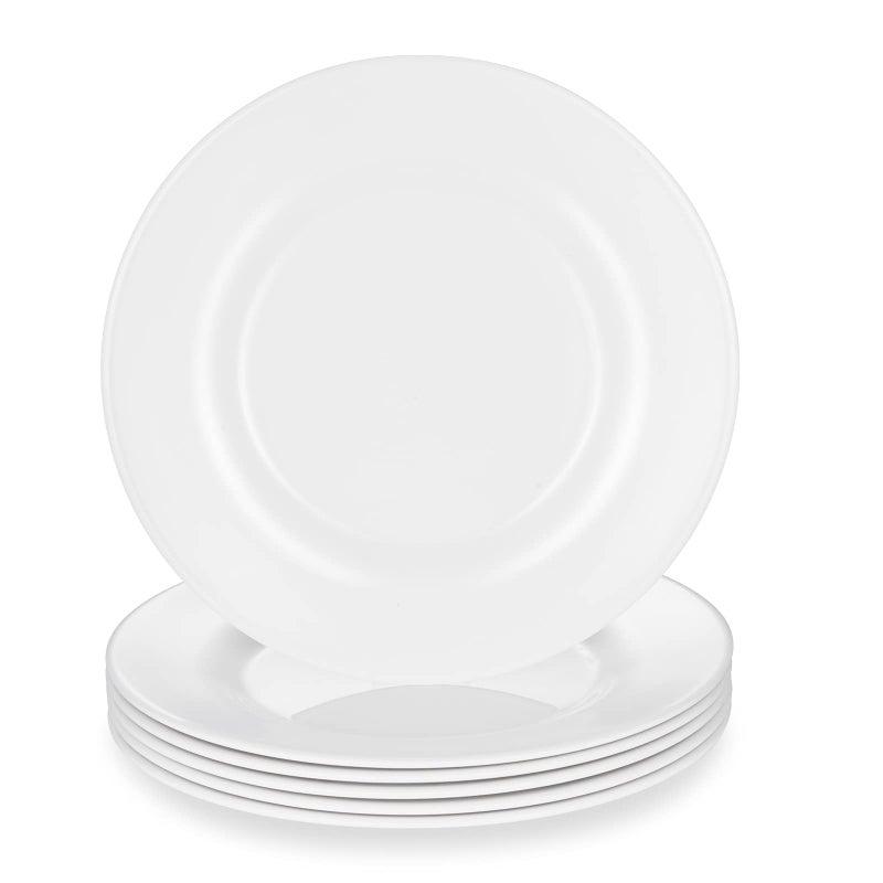 HSDT Melamine Dinner Plates Round Wide Side  Deep Plate White 10 Inches Set of 6 PYW-10-06 - Image 1