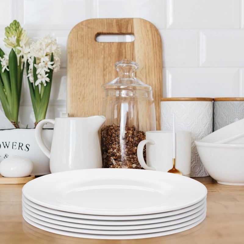 HSDT Melamine Dinner Plates Round Wide Side  Deep Plate White 10 Inches Set of 6 PYW-10-06 - Image 3