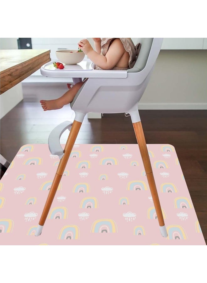 CLCROBD Splat Mat for Under High Chair/Arts/Crafts by CLCROBD, 51" Baby Anti-Slip Food Splash and Spill Mat for Eating Mess, Waterproof Floor Protector and Table Cloth (Rainbow Pink) - Image 3