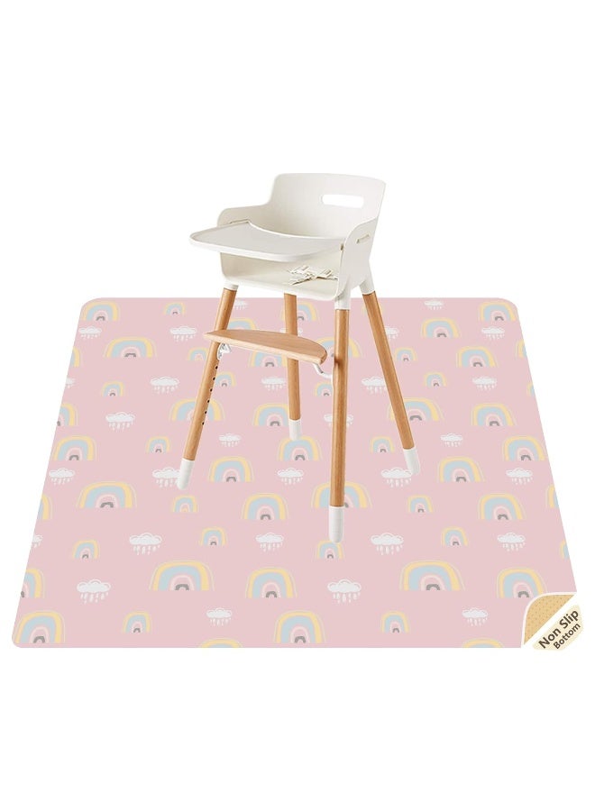 CLCROBD Splat Mat for Under High Chair/Arts/Crafts by CLCROBD, 51" Baby Anti-Slip Food Splash and Spill Mat for Eating Mess, Waterproof Floor Protector and Table Cloth (Rainbow Pink) - Image 1