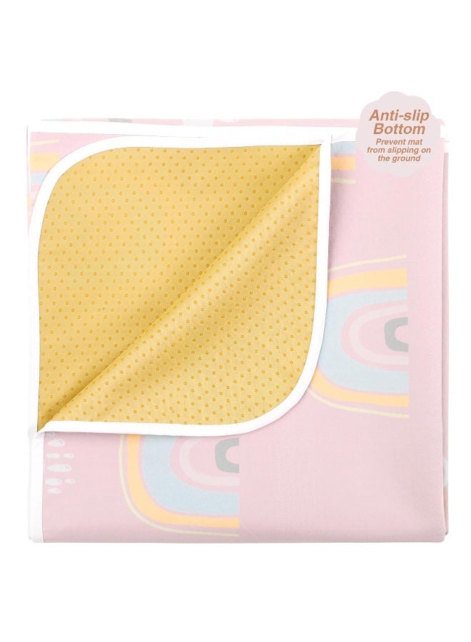 CLCROBD Splat Mat for Under High Chair/Arts/Crafts by CLCROBD, 51" Baby Anti-Slip Food Splash and Spill Mat for Eating Mess, Waterproof Floor Protector and Table Cloth (Rainbow Pink) - Image 2