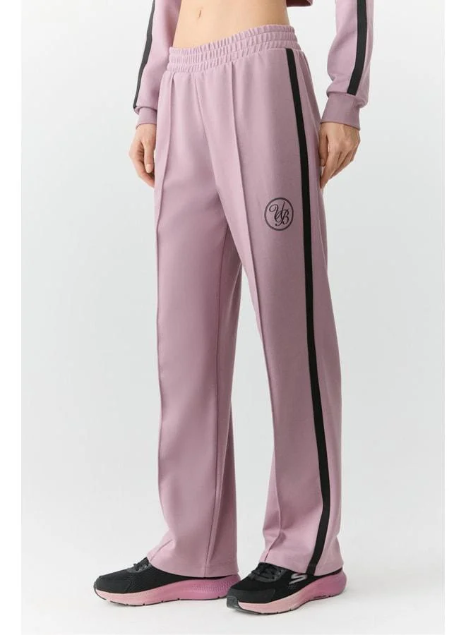 Urban Beat Kımıko Women's Elastic Waist Relaxed Fit Sweatpants with Small Print in Dusty Rose.