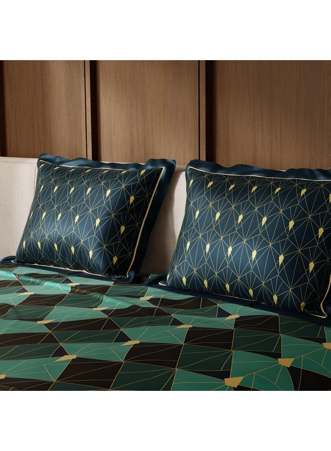 Stoa Paris Satin King Size Bedsheet with 2 Pillow Covers, 300TC Premium Bedding Set, Aesthetic Bedsheets, Ultimate Comfort, Wedding Gift for Couples, Lumiere - Emerald Celebration - Image 4