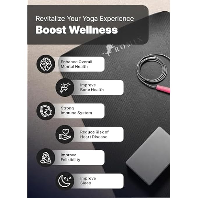 ROMIX Yoga Mat 10Mm Extra Thick Non-Slip Unisex Exercise Mat 180X60Cm, Multi-Purpose Nbr Foam Fitness Mat With Carry Bag & Strap For Yoga, Pilates, Stretching, Gymnastics, Meditation & Home Workout (Black) - Image 3