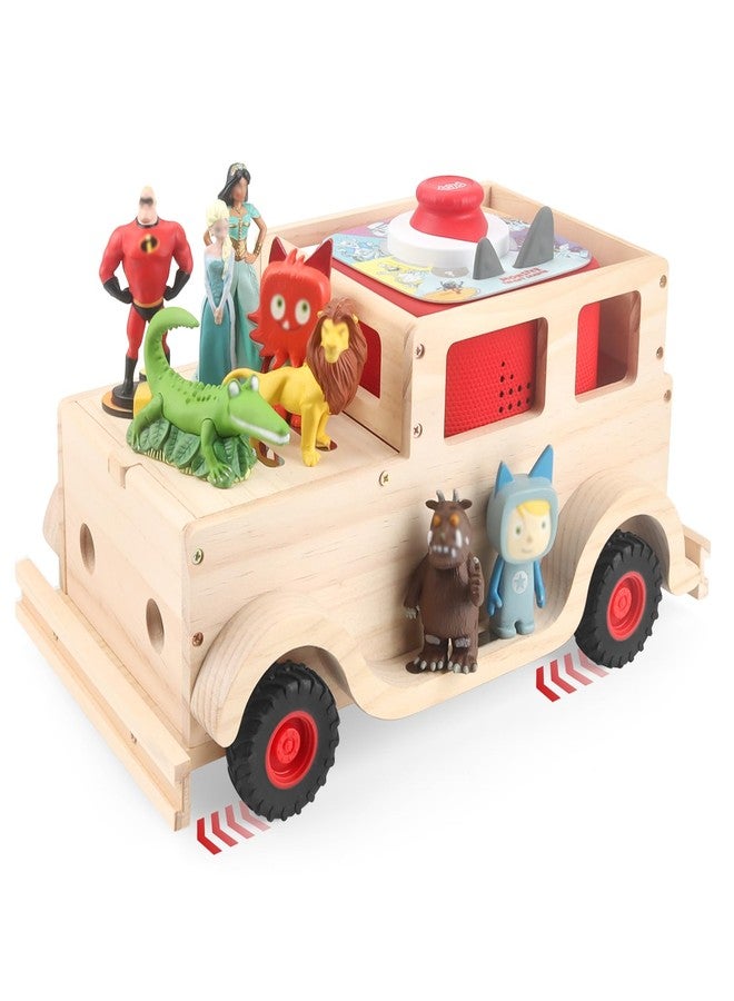 Taladad for Toniebox 2 and Toniebox 1 Tonie Shelf, Tonies Figures Tonies Storage,Magnetic Wooden Floating Shelves Compatible with Tonie Box Player Character (Natural, Car) - Image 1