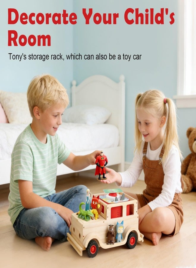 Taladad for Toniebox 2 and Toniebox 1 Tonie Shelf, Tonies Figures Tonies Storage,Magnetic Wooden Floating Shelves Compatible with Tonie Box Player Character (Natural, Car) - Image 4