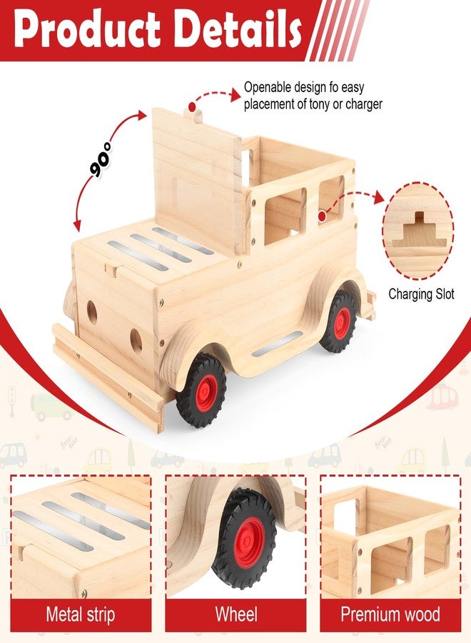 Taladad for Toniebox 2 and Toniebox 1 Tonie Shelf, Tonies Figures Tonies Storage,Magnetic Wooden Floating Shelves Compatible with Tonie Box Player Character (Natural, Car) - Image 5