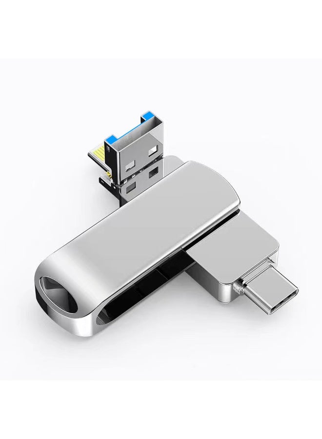 Yakiter 2TB Photo Stick for Phone Flash Drive,4in1 Memory Stick for Photos and Videos USB Stick External Storage Compatible for iPhone/iPad/Android/PC (Silver) - Image 1