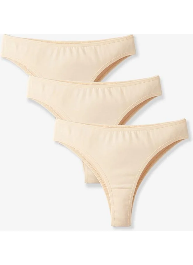 جون June Women 3-Pack Brazilian Panties Beige