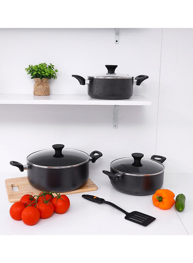 Delcasa 7Pcs Aluminum non stick cookware set Black - Image 5