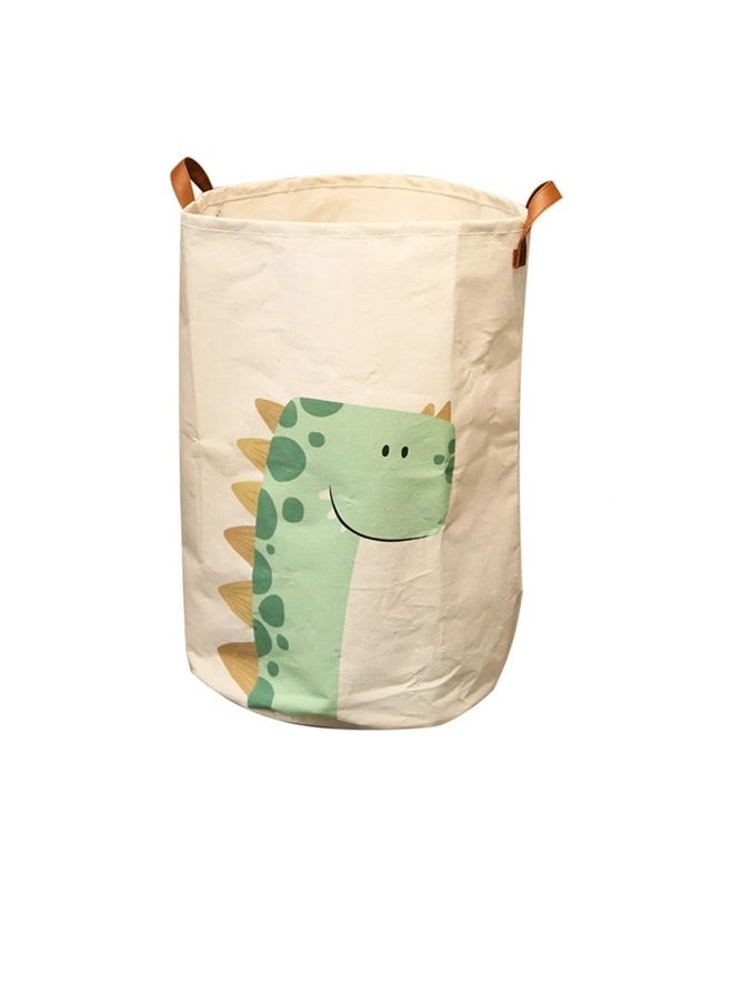 yongsheng Foldable Storage Basket For Toys 35 x 50cm，Cartoon Green Dinosaur Laundry Basket with Handle Round Bedroom Bathroon Toys Clothes Storage Basket for Nursery  - Image 1