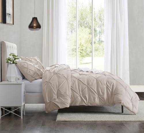 Clara Clark Linen Duvet Cover Queen Size - Pintuck Queen Duvet Cover Set, 3 Piece Double Brushed Duvet Covers with Button Closure, 1 Pinch Pleated Duvet Cover 90x90 inches and 2 Pillow Shams Luxury Bedding - Image 3