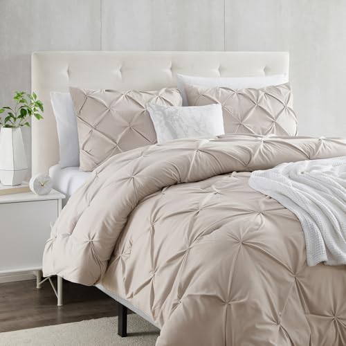 Clara Clark Linen Duvet Cover Queen Size - Pintuck Queen Duvet Cover Set, 3 Piece Double Brushed Duvet Covers with Button Closure, 1 Pinch Pleated Duvet Cover 90x90 inches and 2 Pillow Shams Luxury Bedding - Image 2