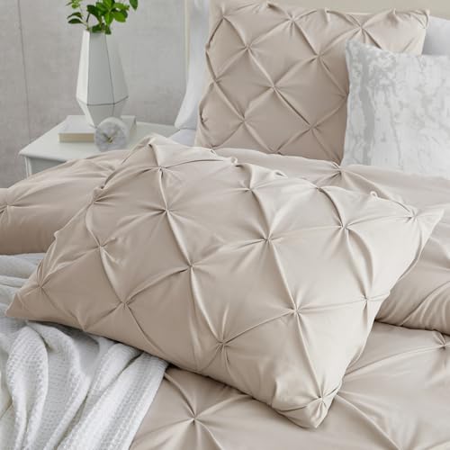 Clara Clark Linen Duvet Cover Queen Size - Pintuck Queen Duvet Cover Set, 3 Piece Double Brushed Duvet Covers with Button Closure, 1 Pinch Pleated Duvet Cover 90x90 inches and 2 Pillow Shams Luxury Bedding - Image 4