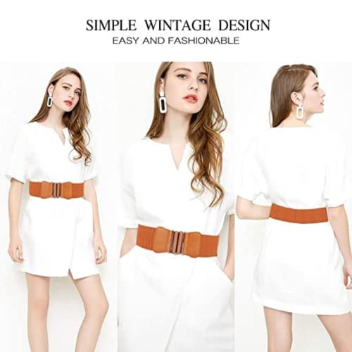 REDHORNS Fabric Elastic Waist Belt for Women Dresses Vintage Design Stretchy Wide Belt for Ladies Saree - Free Size (LD132B_Brown) - Image 5