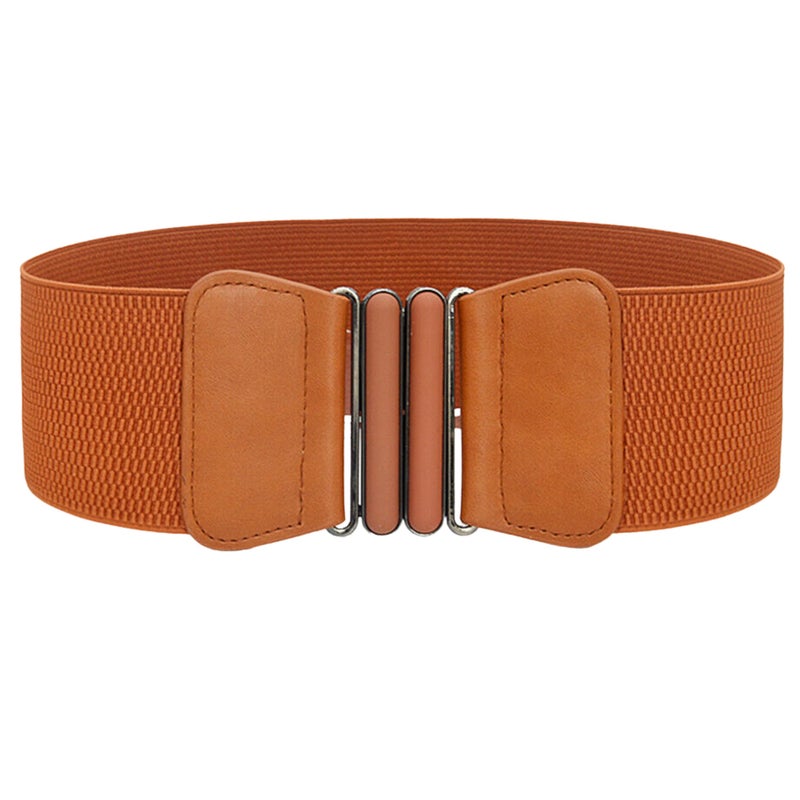 REDHORNS Fabric Elastic Waist Belt for Women Dresses Vintage Design Stretchy Wide Belt for Ladies Saree - Free Size (LD132B_Brown) - Image 4