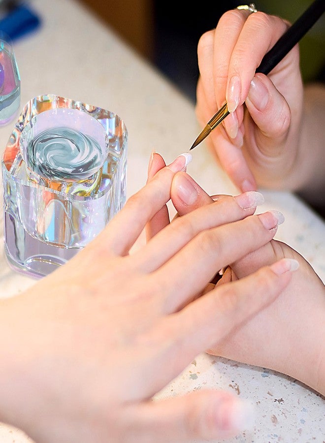 Udefineit Nails Tips Art Dappen Dish with Lid, Heavy Duty Crystal Glass Liquid Powder Dappen Monomer Cup, Dazzling Colorized Glaze Nail Art Brush Washing Container for Professional & Home Use - Image 2